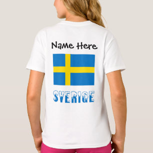 Sverige Schwedische Flagge Black Personalisierung T-Shirt