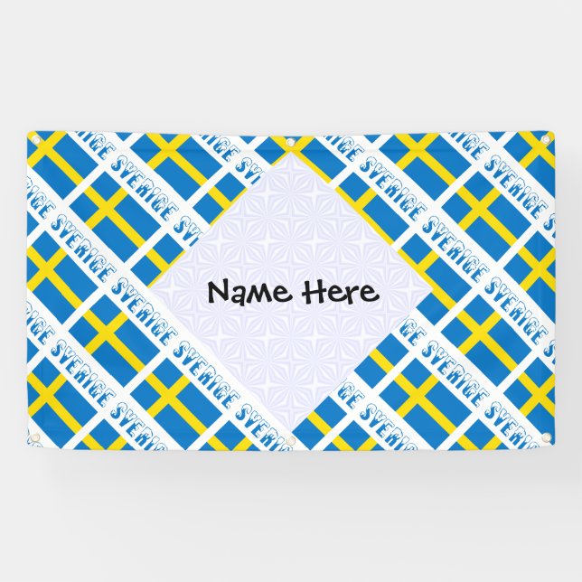Sverige Svenska harte schwarze Personalisierung Banner (Horizontal)
