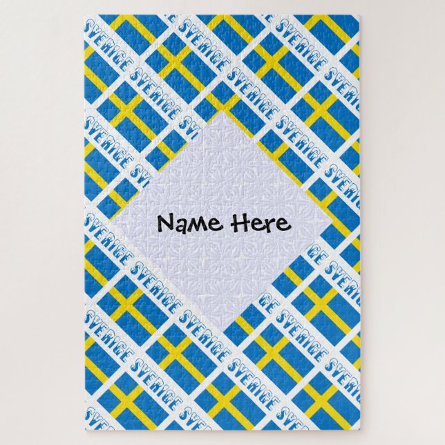 Sverige Svenska harte schwarze Personalisierung Puzzle (Vertikal)