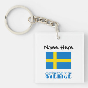 Sverige und Schwedische Flagge Personalisiert Schlüsselanhänger