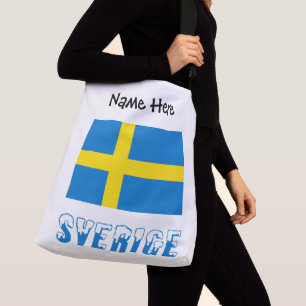 Sverige und schwedische Flagge Personalisiert Tragetaschen Mit Langen Trägern