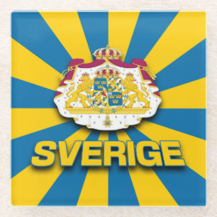 Sverige-Wappen Glasuntersetzer