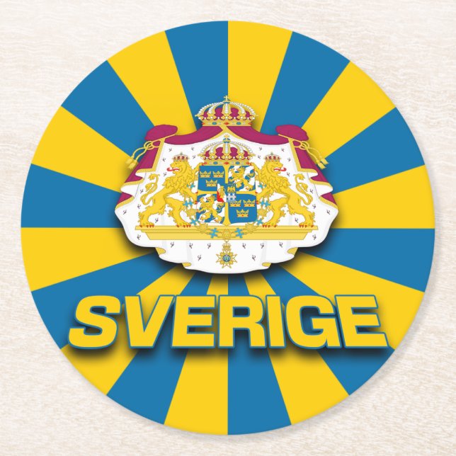 Sverige-Wappen Runder Pappuntersetzer (Vorderseite)