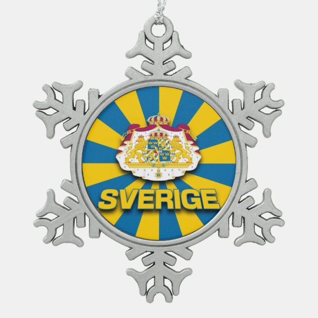 Sverige-Wappen Schneeflocken Zinn-Ornament (Vorderseite)