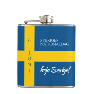 Sveriges Nationaldag Flag zum schwedischen Nationa Flachmann