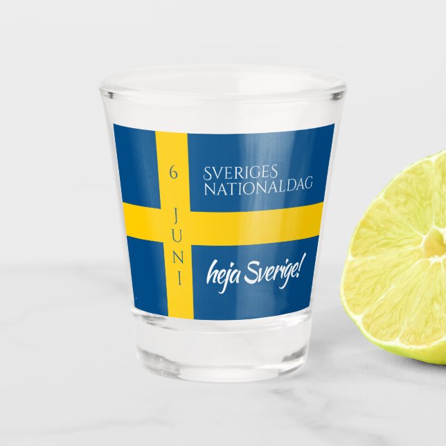 Sveriges Nationaldag Flag zum schwedischen Nationa Schnapsglas (Vorderseite)