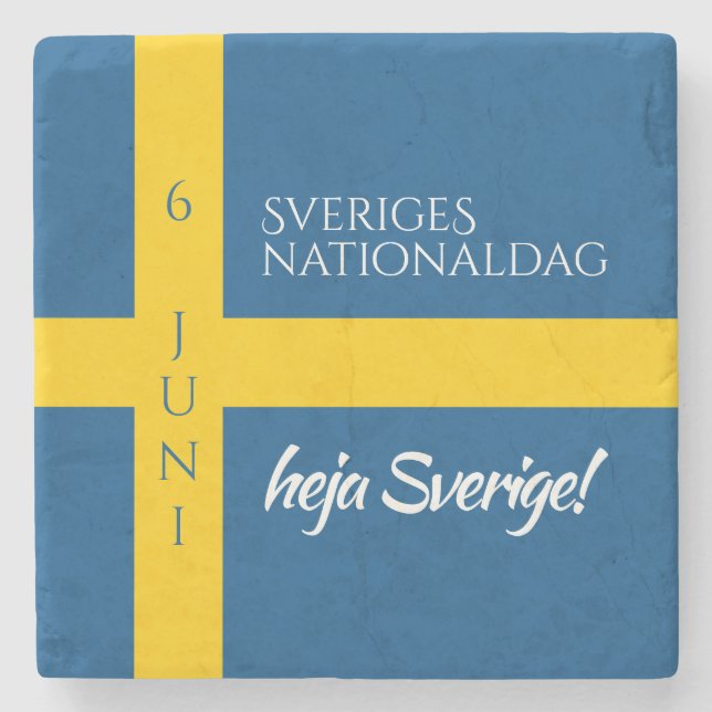 Sveriges Nationaldag Flag zum schwedischen Nationa Steinuntersetzer (Vorderseite)