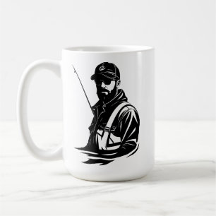 SVG benutzerdefinierter Fliegenfischer und Rute Kaffeetasse
