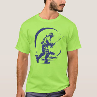 SVG Benutzerdefinierter Fliegenfischer und Rute T-Shirt