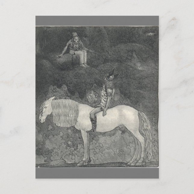 Svipdag spricht mit Thokk von John Bauer Postkarte (Vorderseite)