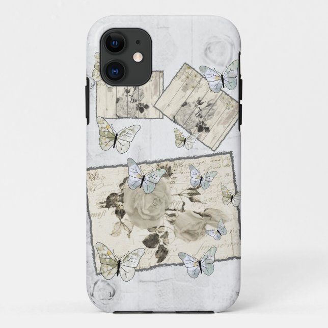 SW Rose und Schmetterlinge Case-Mate iPhone Hülle (Rückseite)