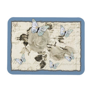 SW Rose und Schmetterlinge Magnet