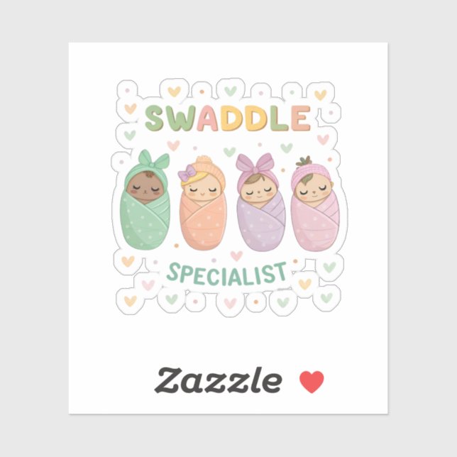 Swaddle Specialist Cute Baby Illustration Aufkleber (Blatt)