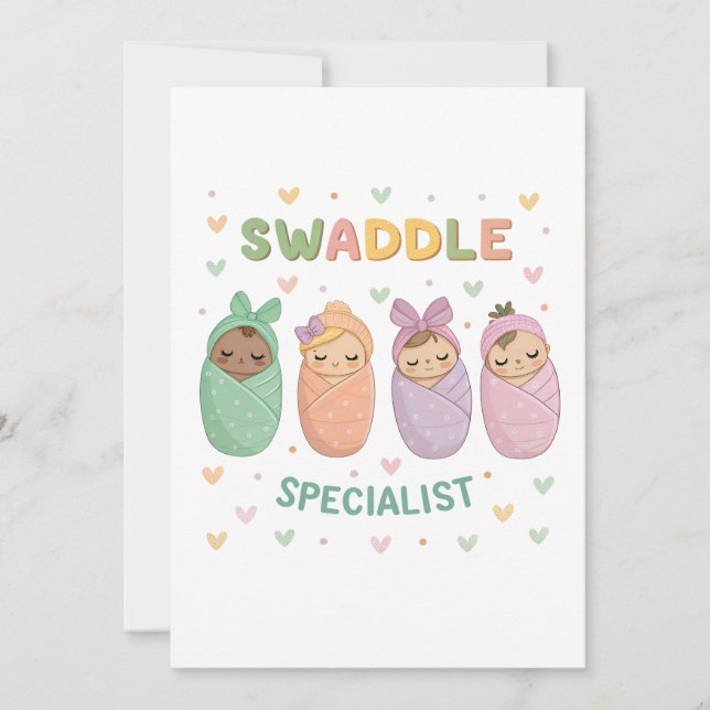 Swaddle Specialist Cute Baby Illustration Einladung (Vorderseite)
