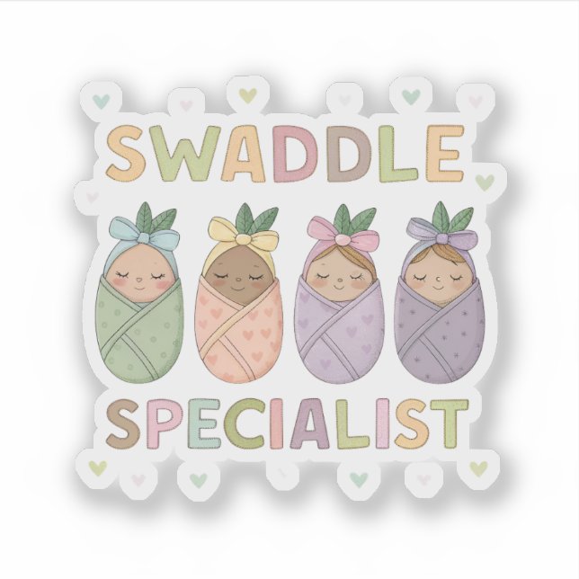 Swaddle Specialist Pastel Baby Illustration Aufkleber (Vorderseite)