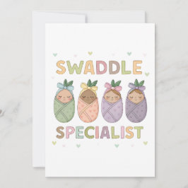 Swaddle Specialist Pastel Baby Illustration Einladung