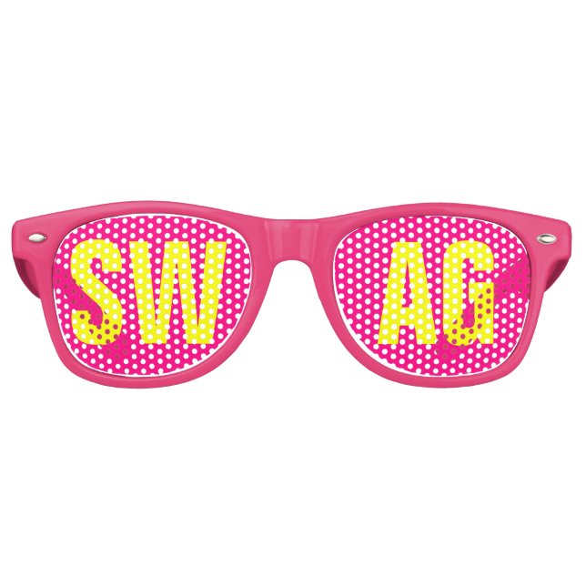 'SWAG' Neon Pink&Yellow Party Partybrille (Vorderseite)