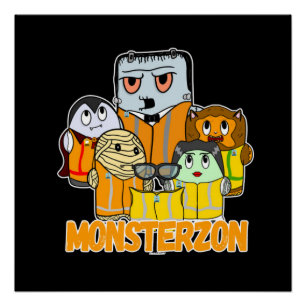 Swagazon Monsters Mummy Frankenstein Dracula Poster