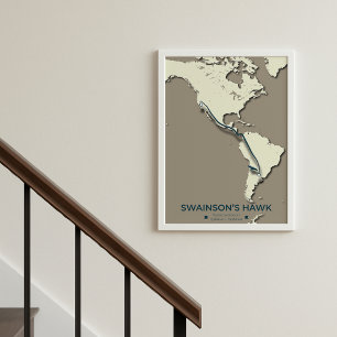 Swainsons "Hawk Migration Map" - Minimalistisch Vi Poster