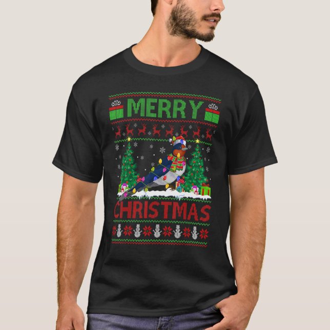 Swallow Bird   Xmas Tree Ugly Santa Swallow Christ T-Shirt (Vorderseite)