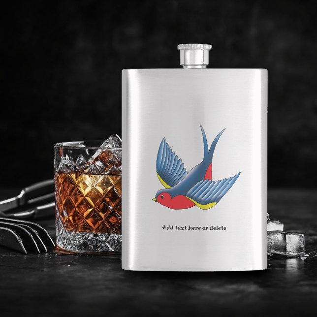 Swallow Red Blue Tattoo Flachmann (Von Creator hochgeladen)