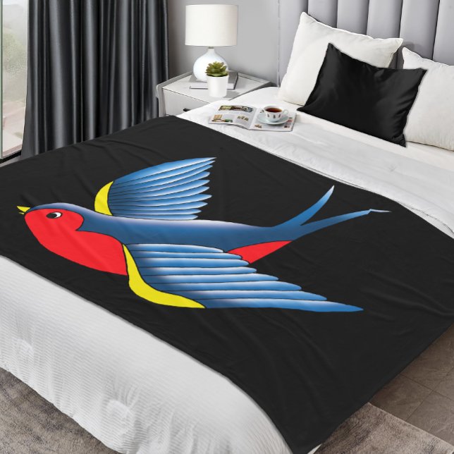 Swallow Red Blue Tattoo Fleecedecke (Von Creator hochgeladen)