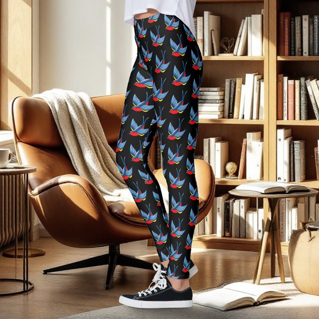 Swallow Red Blue Tattoo Leggings (Von Creator hochgeladen)