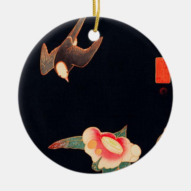 Swallow und Camellia (1900) von Ito Jakuchu Keramik Ornament (Vorne)