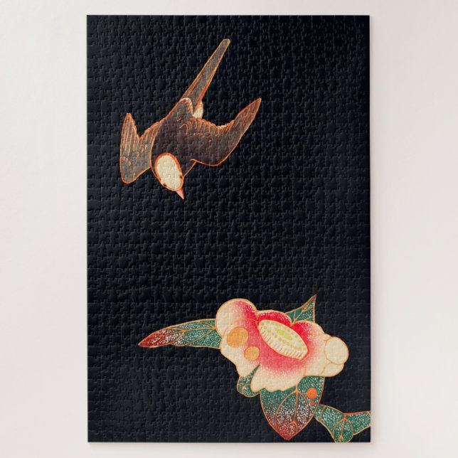 Swallow und Camellia (1900) von Ito Jakuchu Puzzle (Vertikal)