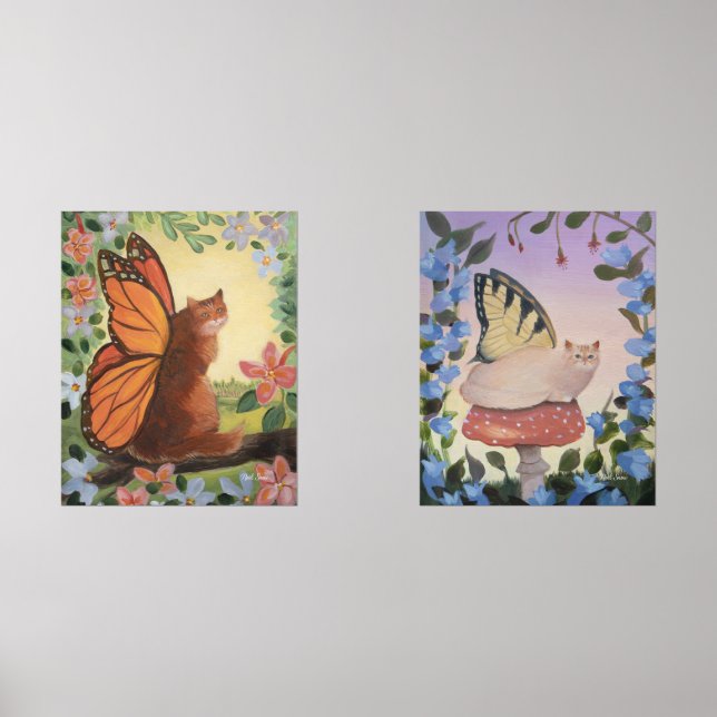 Swallowtail and Monarch Butterfly Cat Fantasy Bilderwand Sets (Vorderseite)