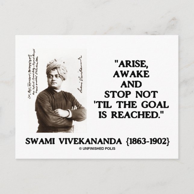 Swami Vivekananda Arise Awake Stopp Not 'Til Goal Postkarte (Vorderseite)