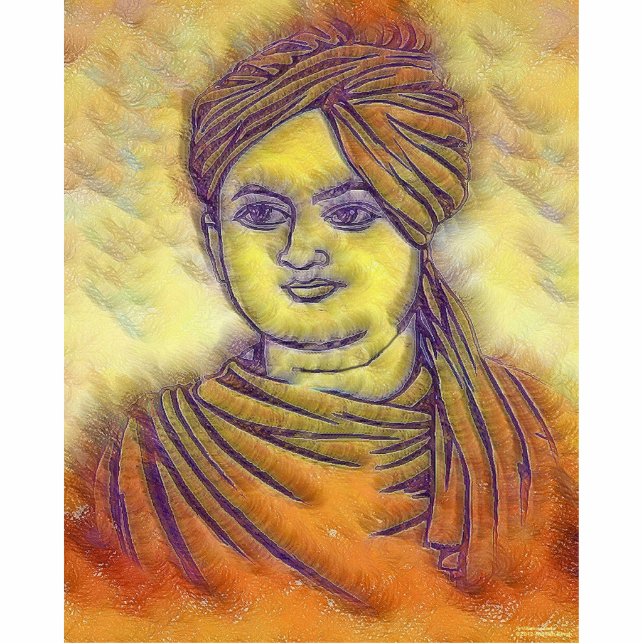 Swami Vivekananda Foto-Skulptur Freistehende Fotoskulptur (Vorne)