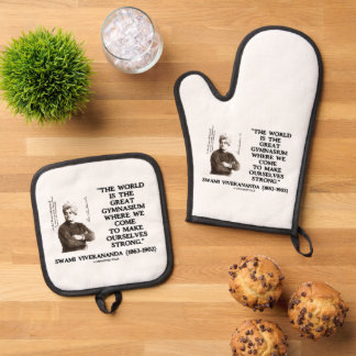 Swami Vivekananda World Great Gymnasium Strong Qte Ofenhandschuh & Topflappen-Set