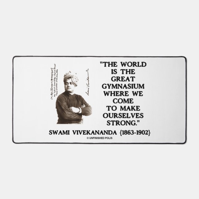Swami Vivekananda World Great Gymnasium Strong Qte Schreibtischunterlage (Vorderseite)