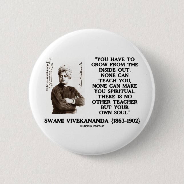 Swami Vivekananda wuchs von innen heraus spirituel Button (Vorderseite)