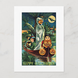 Swamp Ghost Pumpkin Vintag Halloween Postkarte