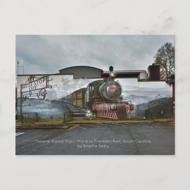 Swamp Rabbit Zug im Whistle Stopp Café Postkarte (Vorderseite)