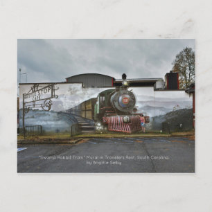 Swamp Rabbit Zug Wandgemälde im Whistle Stopp Café Postkarte