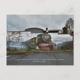 Swamp Rabbit Zug Wandgemälde im Whistle Stopp Café Postkarte