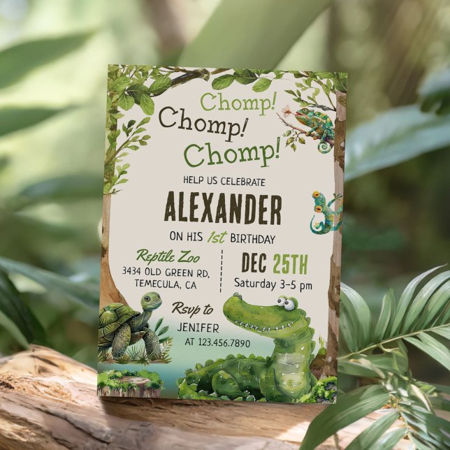 Swamp Reptile 1. Geburtstag Party Einladung (Von Creator hochgeladen)