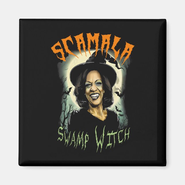 Swamp Witch Funny Anti Kamala Harris 2024 Hallowee Magnet (Vorne)