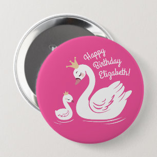 Swan 1. Geburtstag Party Babydusche Pink Button