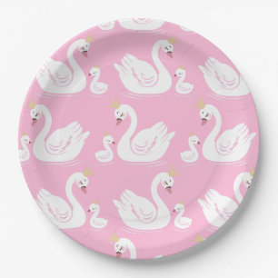 Swan 1. Geburtstag Party Babydusche Pink Pappteller