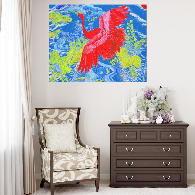 Swan Abstrakt Art Leinwand Design (Flying Swan Blue Abstract Art Bird Vivid Colors Canvas Print)
