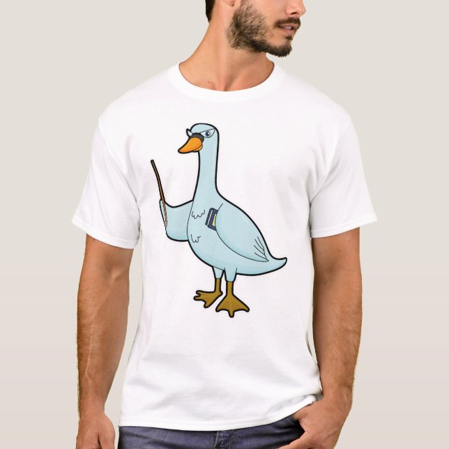 Swan als Lehrerin mit Buch & Pointer T-Shirt (Vorderseite)