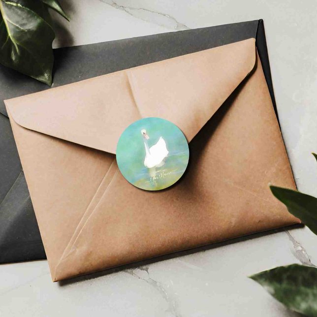 Swan am Plattensee - personalisiert Runder Aufkleber (Von Creator hochgeladen)