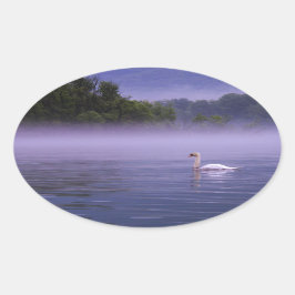 Swan am See Ovaler Aufkleber