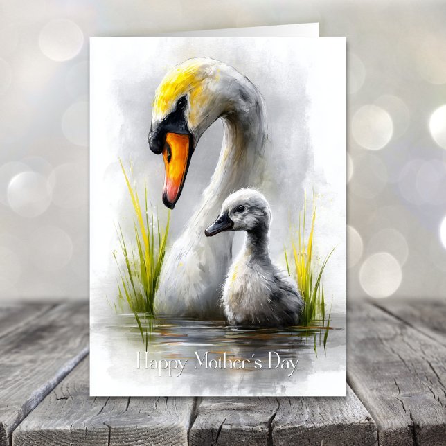 Swan and Cygnet Mother's Day Feiertagskarte (Von Creator hochgeladen)