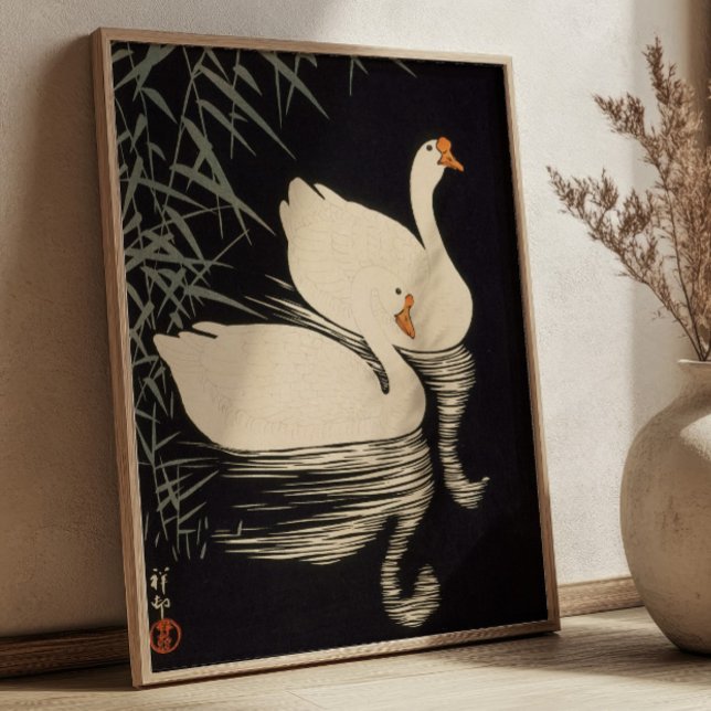 Swan and Reeds Ohara Koson Japanese Woodblock  Poster (Von Creator hochgeladen)