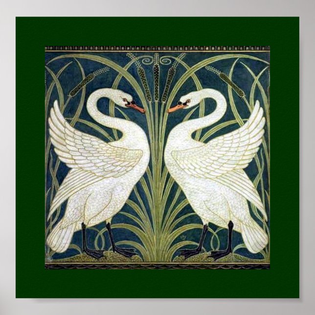 Swan and Rush and Iris Wallpaper Poster (Vorne)